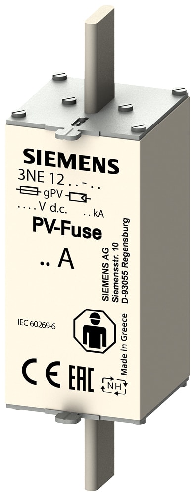 SIEMENS - SIE3NE13305E Cartuccia fusibile per fotovoltaico, con contatti a coltello, NH2XL, In: 315 A, gPV, Un DC: 1500 V