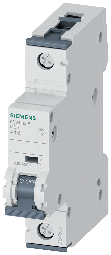 SIEMENS - SIE5SY41155 Interruttore magnetotermico 230/400 V 10 kA, a 1 polo, A, 1,6 A, P=70 mm