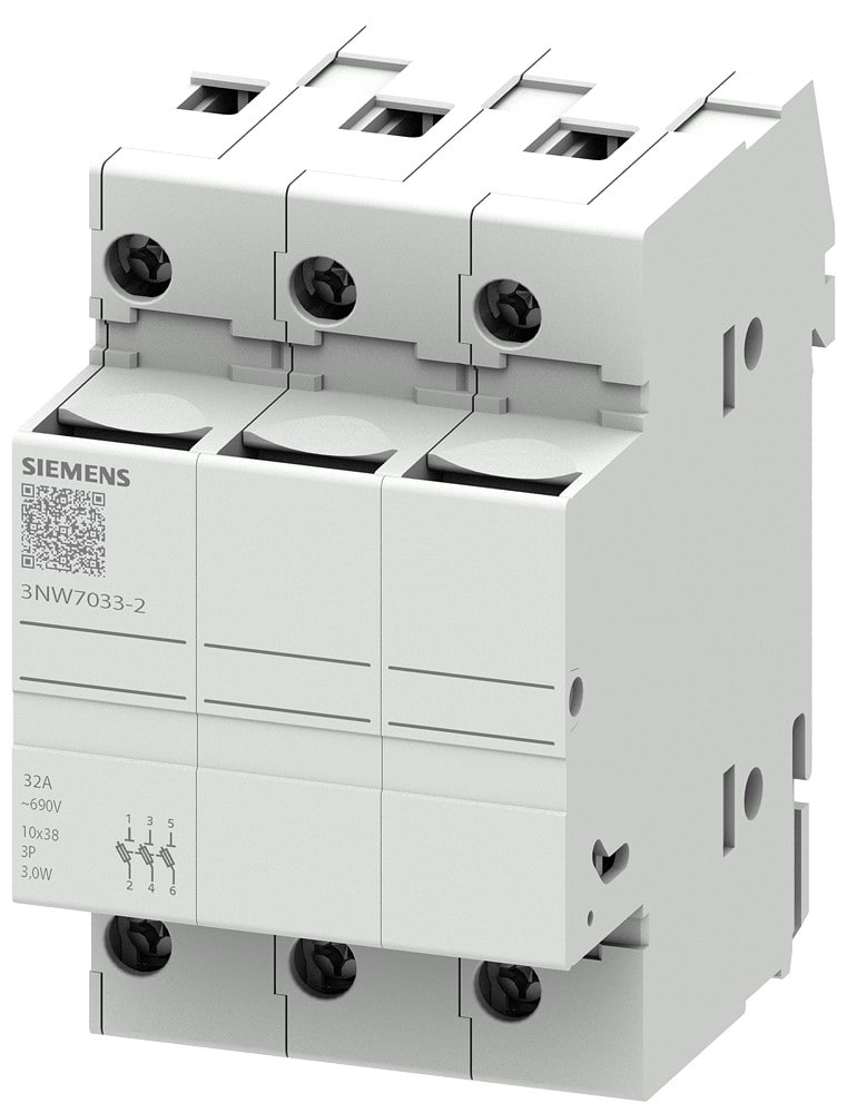 SIEMENS SIE3NW70332 BASE SEZ.X FUS. CILINDR.10X38 3P 32A 3UM
