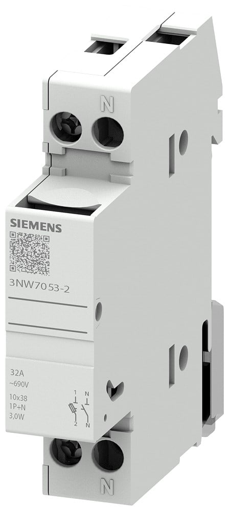 SIEMENS SIE3NW70532 BASE SEZ.X FUS. CIL.10X38 1P+N 32A 1UM