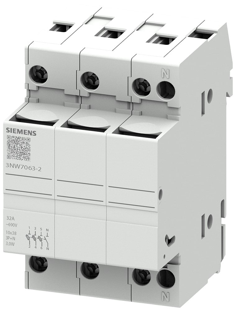 SIEMENS SIE3NW70632 BASE SEZ.X FUS. CIL.10X38 3P+N 32A 3UM