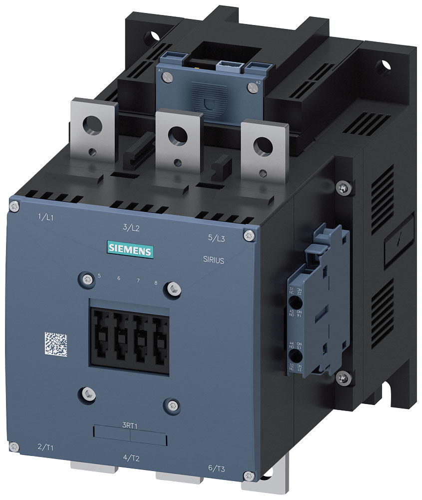 SIEMENS - SIE3RT10756NB36 Contattore, AC-3e, 400 A/200 kW/400 V, a 3 poli, AC/DC 21 ... 27,3 V, ingresso PLC opzionale, 2NO+2NC, sbarra di collegamento/morsetti a vite