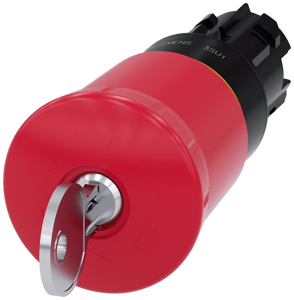 SIEMENS - SIE3SU10001HS200AA0 Pulsante a fungo di arresto di emergenza, 22 mm, rotondo, in plastica, rosso, con serratura Siemens, C