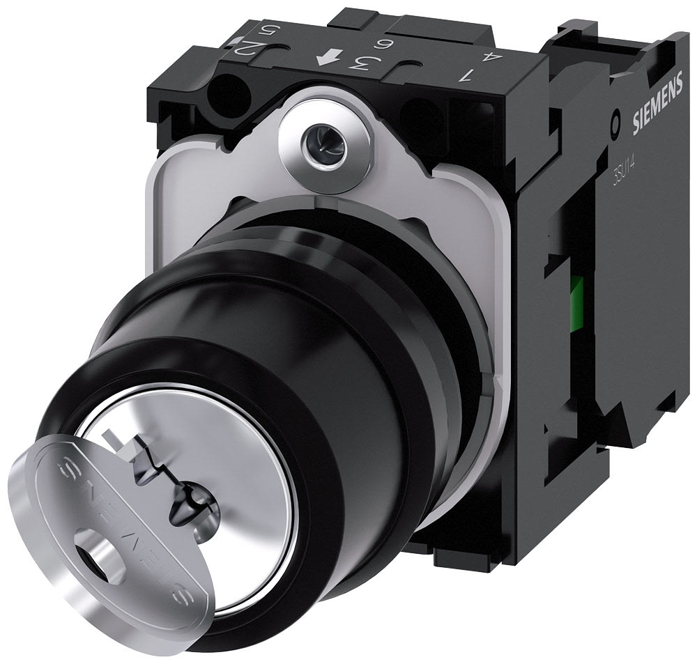 SIEMENS - SIE3SU11004BF111BA0 Selettore a chiave RONIS, 22 mm, rotondo, in plastica, estrazione chiave O+I, 1NO