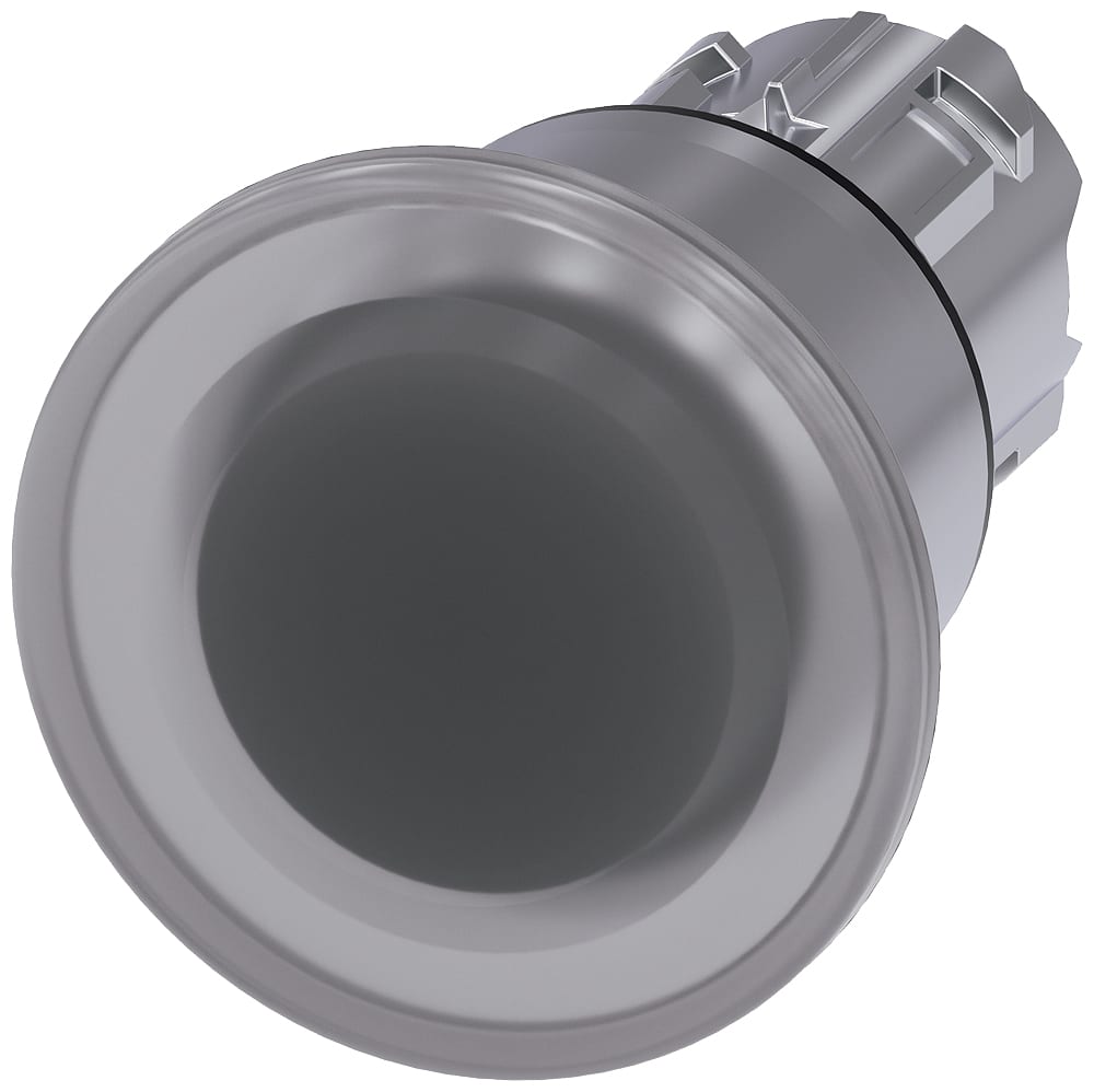 SIEMENS - SIE3SU10511BA700AA0 Pulsante a fungo, illuminato, 22 mm, rotondo, in metallo lucido, trasparente, 40 mm