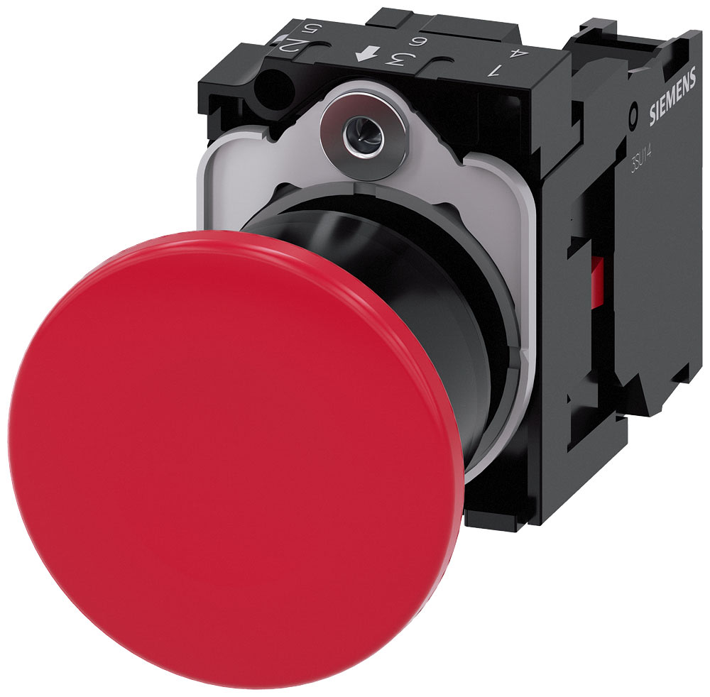 SIEMENS - SIE3SU11001BA201CA0 Pulsante a fungo, 22 mm, rotondo, in plastica, colore rosso, 1NC