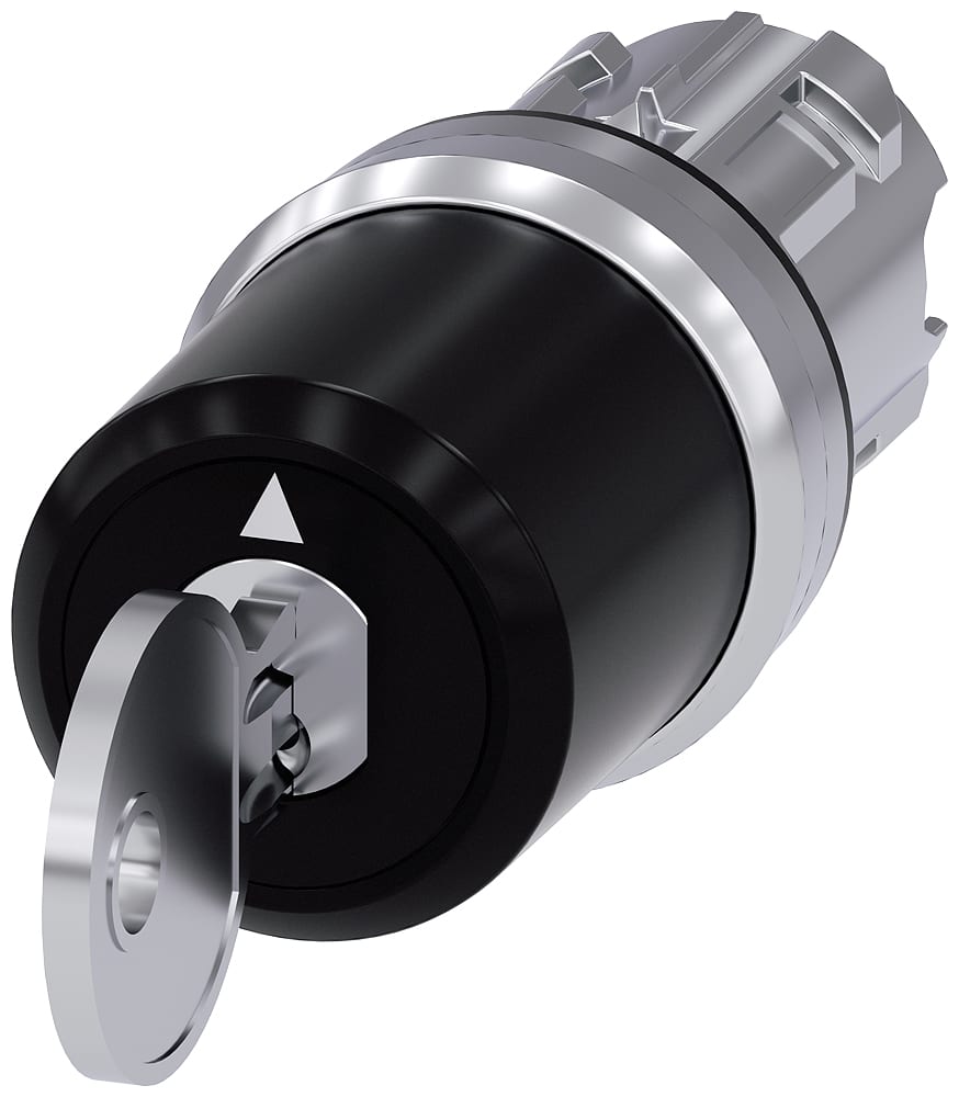 SIEMENS - SIE3SU10505BM010AA0 Selettore a chiave Siemens, C, 22 mm, rotondo, in metallo, lucido, estrazione chiave O