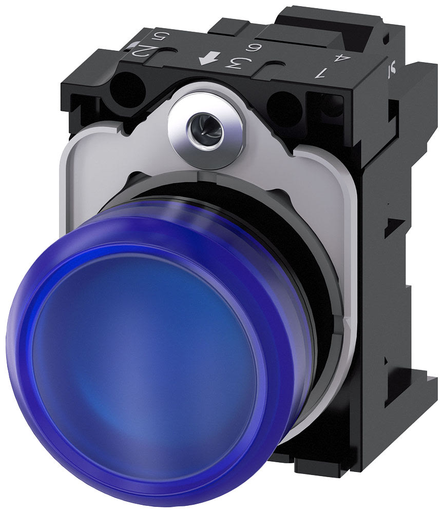 SIEMENS - SIE3SU11026AA503AA0 Indicatore luminoso, 22 mm, rotondo, in plastica, colore blu, gemma, liscia, AC/DC 24 V