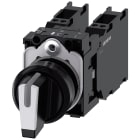 SIEMENS - SIE3SU11002BL603LA0 Selettore, illuminabile, 22 mm, rotondo, in plastica, colore nero, bianco, 2 x 1NO+1NC