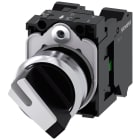 SIEMENS - SIE3SU11502BF603MA0 Selettore, illuminabile, 22 mm, rotondo, in metallo lucido, bianco, 1NO+1NC
