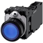 SIEMENS - SIE3SU11020AB501FA0 Pulsante, illuminato, 22 mm, rotondo, in plastica, colore blu, 1NO+1NC, AC/DC 24