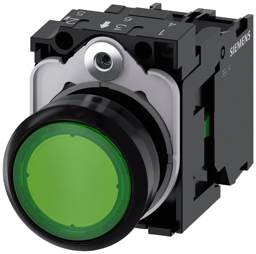 SIEMENS - SIE3SU11060AB401BA0 PULS.LUM.PIATTO VERDE LED 230V AC 1NA