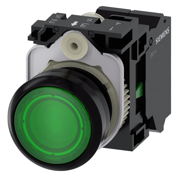 SIEMENS SIE3SU11020AB403BA0 PULS.LUM. VERDE MOLLA LED 24V UC 1NA