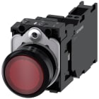 SIEMENS - SIE3SU11020AB203FA0 Pulsante, illuminato, 22 mm, rotondo, in plastica, colore rosso, 1NO+1NC, AC/DC 24