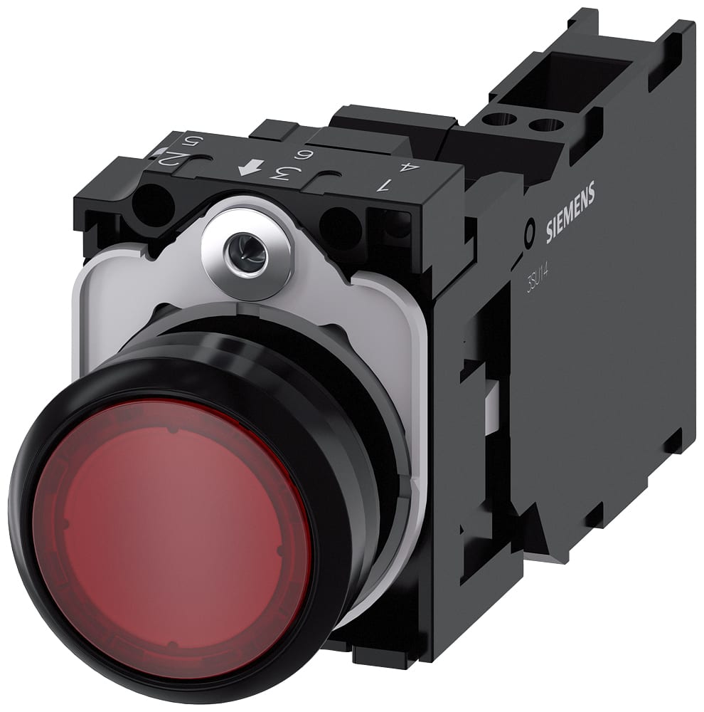 SIEMENS - SIE3SU11020AB203FA0 PULS.LUM.PLAST.ROSSO MOMENT 1NO+1NC LED2