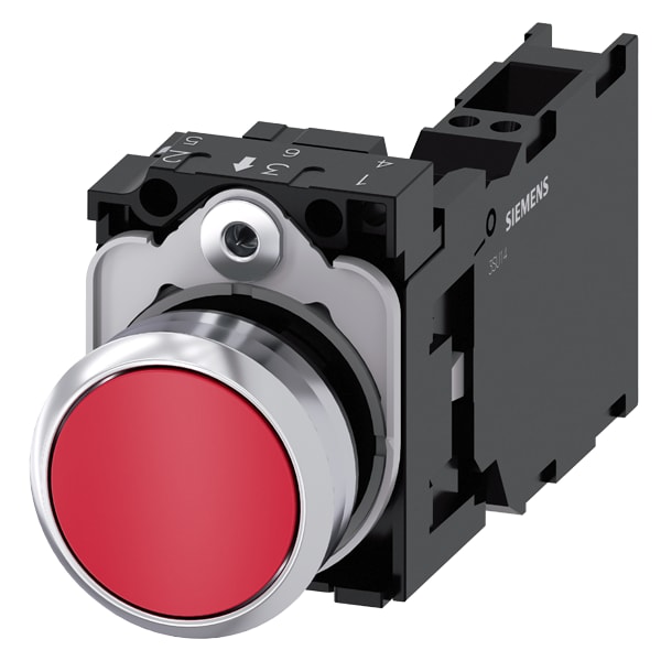 SIEMENS SIE3SU11500AB203FA0 PULS. MOMENT.MET.ROSSO 1NO+1NC MOLLA