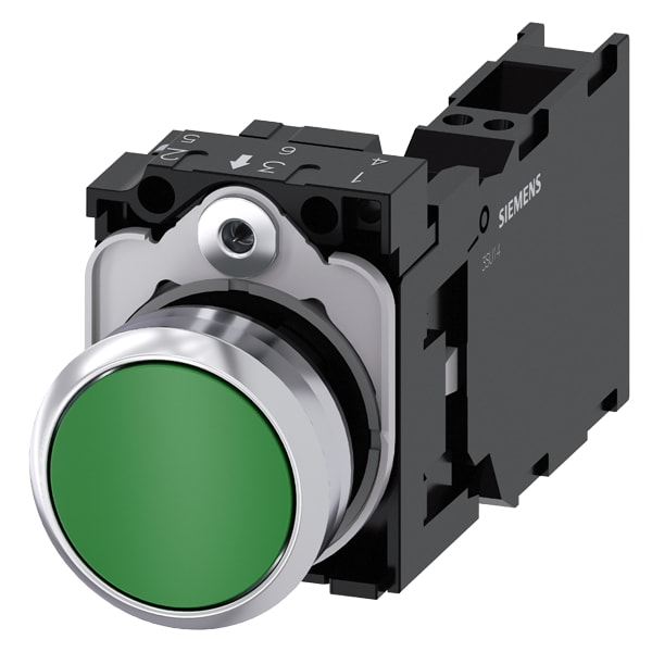 SIEMENS SIE3SU11500AB403FA0 PULS. MOMENT.MET.VERDE 1NO+1NC MOLLA