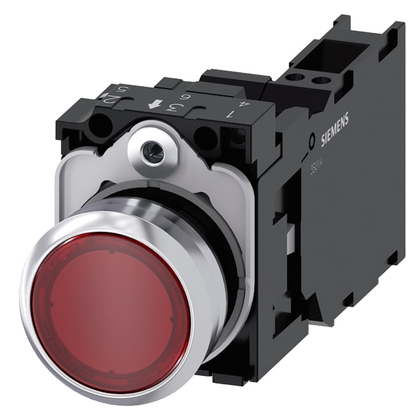 SIEMENS SIE3SU11520AB203FA0 PULS.LUM.MET.ROSSO MOMENT 1NO+1NC LED24V