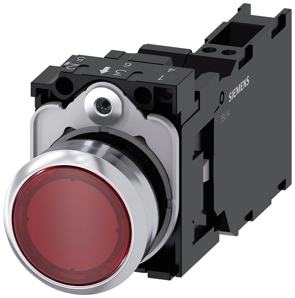 SIEMENS - SIE3SU11520AB203FA0 PULS.LUM.MET.ROSSO MOMENT 1NO+1NC LED24V