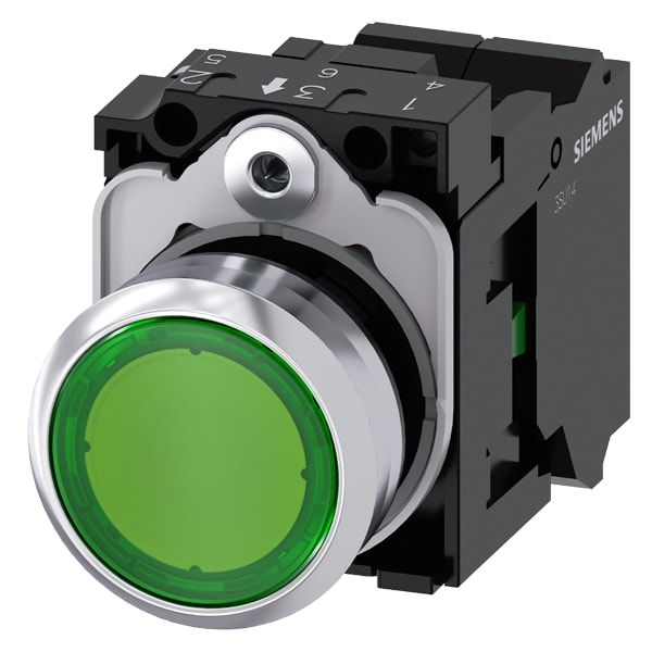 SIEMENS SIE3SU11520AB403BA0 PULS.LUM. VERDE MOLLA LED 24V UC 1NA