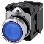 SIEMENS - SIE3SU11520AB503BA0 Pulsante, illuminato, 22 mm, rotondo, in metallo lucido, colore blu, bottone, 1NO
