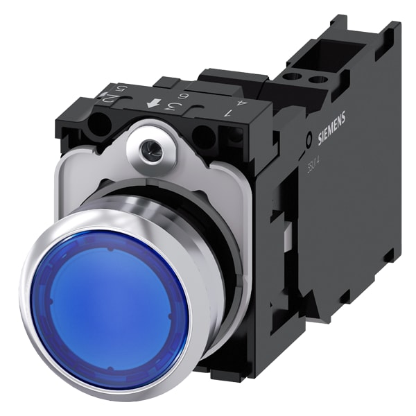SIEMENS SIE3SU11560AB503FA0 PULS.LUM.MET.BLU MOMEN.1NO+1NC LED230V M