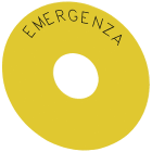 SIEMENS - SIE3SU19000BC310JA0 Targhetta con dicitura rotonda per pulsante a fungo di ARRESTO DI EMERGENZA, colore giallo, diametro esterno 75 mm, diametro interno 23 mm