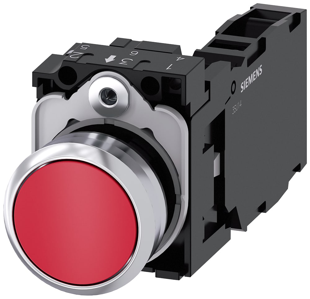 SIEMENS - SIE3SU11500AB201FA0 PULS.PIATTO MOMENT MET ROSSO 1NO+1NC VIT