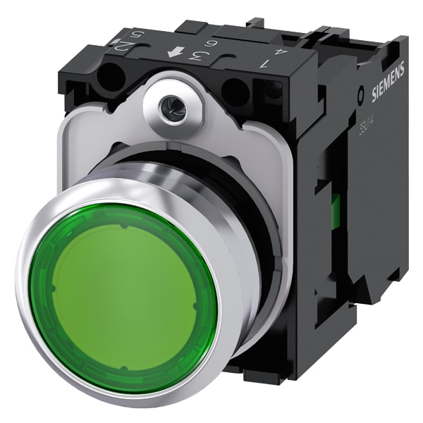 SIEMENS SIE3SU11520AB401BA0 PULS.LUM.PIATTO VERDE LED 24V UC 1NA
