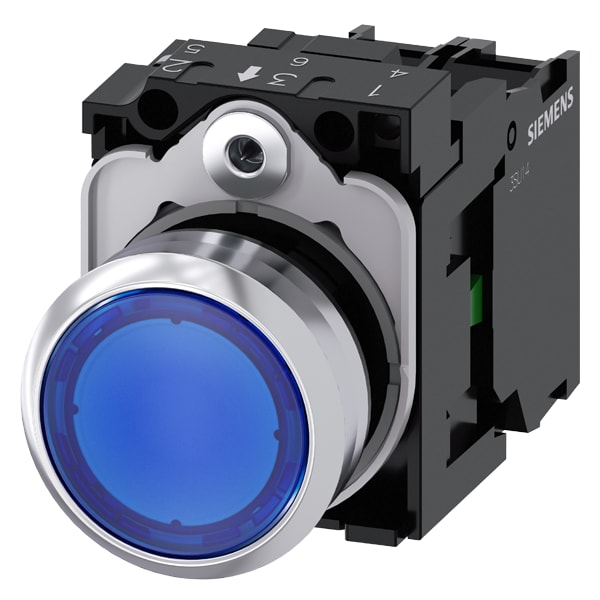 SIEMENS SIE3SU11530AB501BA0 PULS.LUM.PIATTO BLU LED 110V AC 1NA