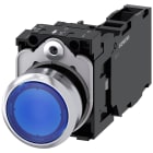SIEMENS - SIE3SU11520AB501FA0 Pulsante, illuminato, 22 mm, rotondo, in metallo lucido, colore blu, bottone, 1NO+1NC