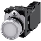 SIEMENS - SIE3SU11530AB601FA0 Pulsante, illuminato, 22 mm, rotondo, in metallo lucido, colore bianco, bottone, 1NO+1NC