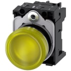 SIEMENS - SIE3SU11526AA301AA0 Indicatore luminoso, 22 mm, rotondo, in metallo lucido, colore giallo, gemma, liscia, AC/DC 24 V
