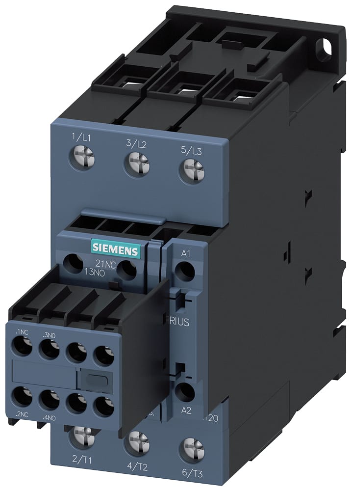 SIEMENS - SIE3RT20381NB34 Contattore, AC-3e, 80 A/37 kW/400 V, a 3 poli, AC/DC 20 ... 33 V, 2NO+2NC, morsetti a vite