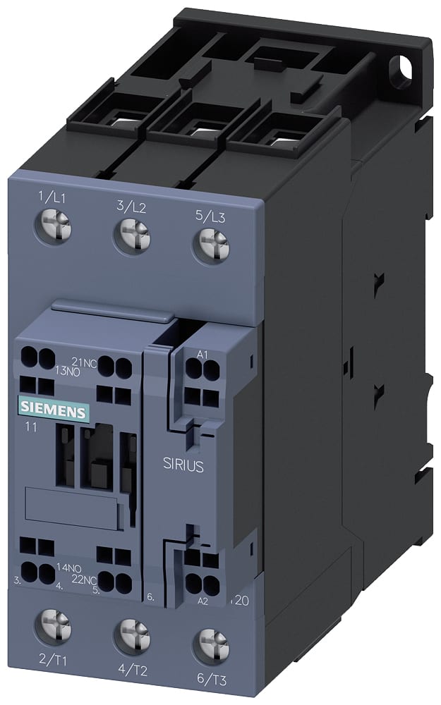 SIEMENS - SIE3RT20383NB30 Contattore, AC-3e, 80 A/37 kW/400 V, a 3 poli, AC/DC 20 ... 33 V, 1NO+1NC, morsetti a vite/morsetti a molla