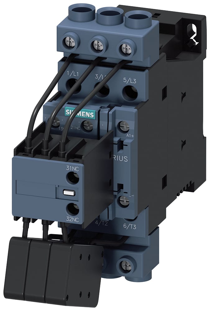 SIEMENS - SIE3RT26281BB45 Contattore AC-6b, 33 kVAr/400 V, 1NO+2NC, DC 24 V, a 3 poli