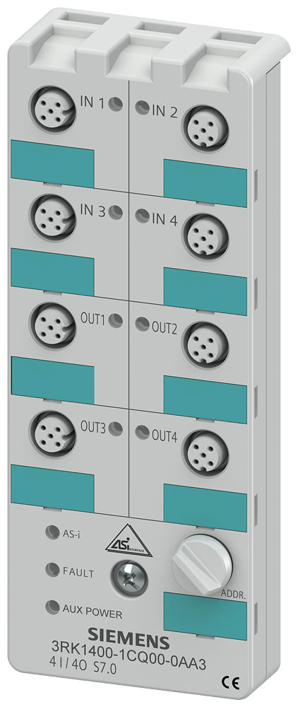SIEMENS - SIE3RK14001CQ000AA3 Modulo compatto AS-i IP67, digitale, 4DI/4DQ, 4 x 1 ingressi, max. 200 mA