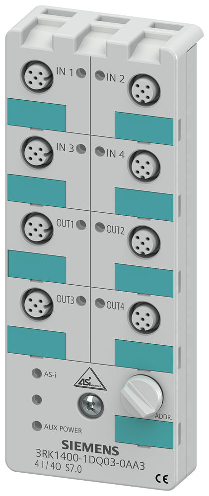 SIEMENS - SIE3RK14001DQ030AA3 Modulo compatto AS-i K60, digitale, 4DI/4DQ, IP67, 4 x 1 ingressi, max. 200 mA