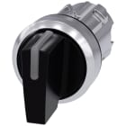 SIEMENS - SIE3SU10522BL100AA0 Selettore, illuminabile, 22 mm, rotondo, in metallo lucido, colore nero, selettore corto