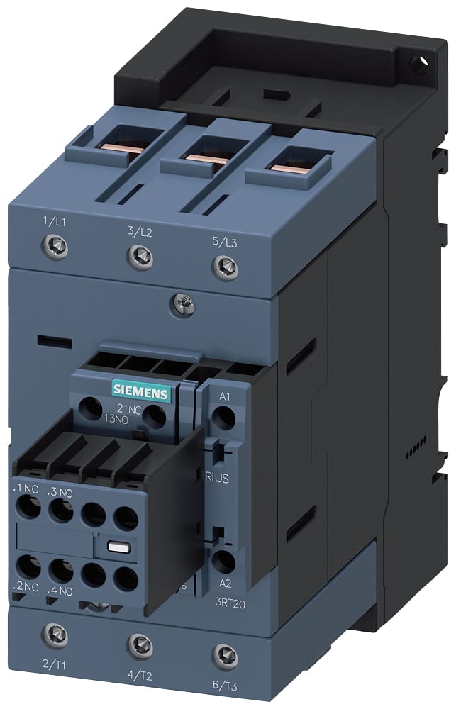 SIEMENS - SIE3RT20451AN24 Contattore, AC-3e, 80 A/37 kW/400 V, a 3 poli, AC 220 V, 50/60 Hz, 2NO+2NC, morsetti a vite