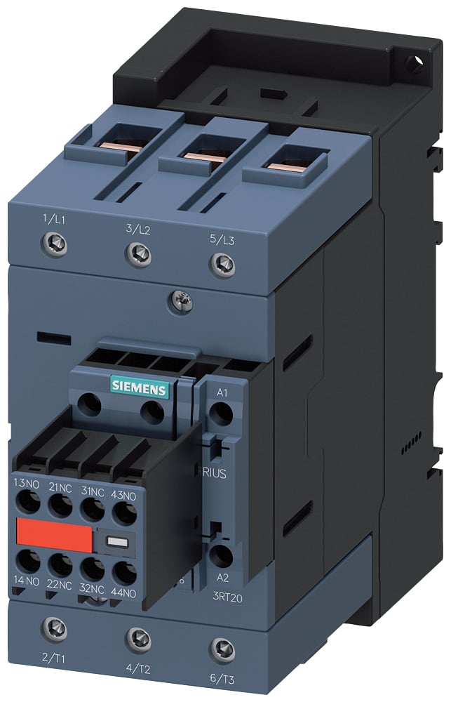 SIEMENS - SIE3RT20461AP043MA0 Contattore, AC-3e, 95 A/45 kW/400 V, a 3 poli, AC 230 V/50 Hz, 2NO+2NC, morsetti a vite