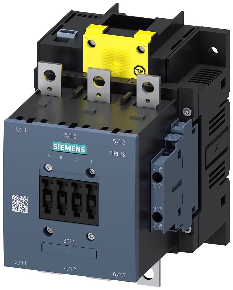 SIEMENS - SIE3RT10556SF36 Contattore, AC-3e, 150 A/75 kW/400 V, a 3 poli, AC/DC 96 ... 127 V, ingresso PLC F, 2NO+2NC, sbarra di collegamento/morsetti a vite