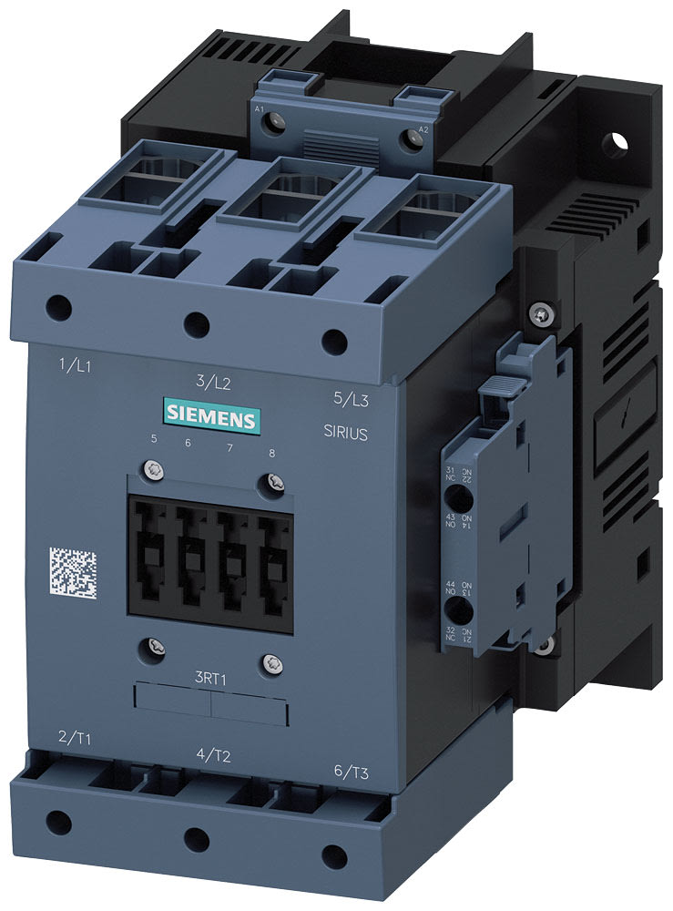 SIEMENS - SIE3RT10561AB36 Contattore, AC-3e, 185 A/90 kW/400 V, a 3 poli, AC/DC 23 ... 26 V, 2NO+2NC, morsetto serracavo/morsetti a vite