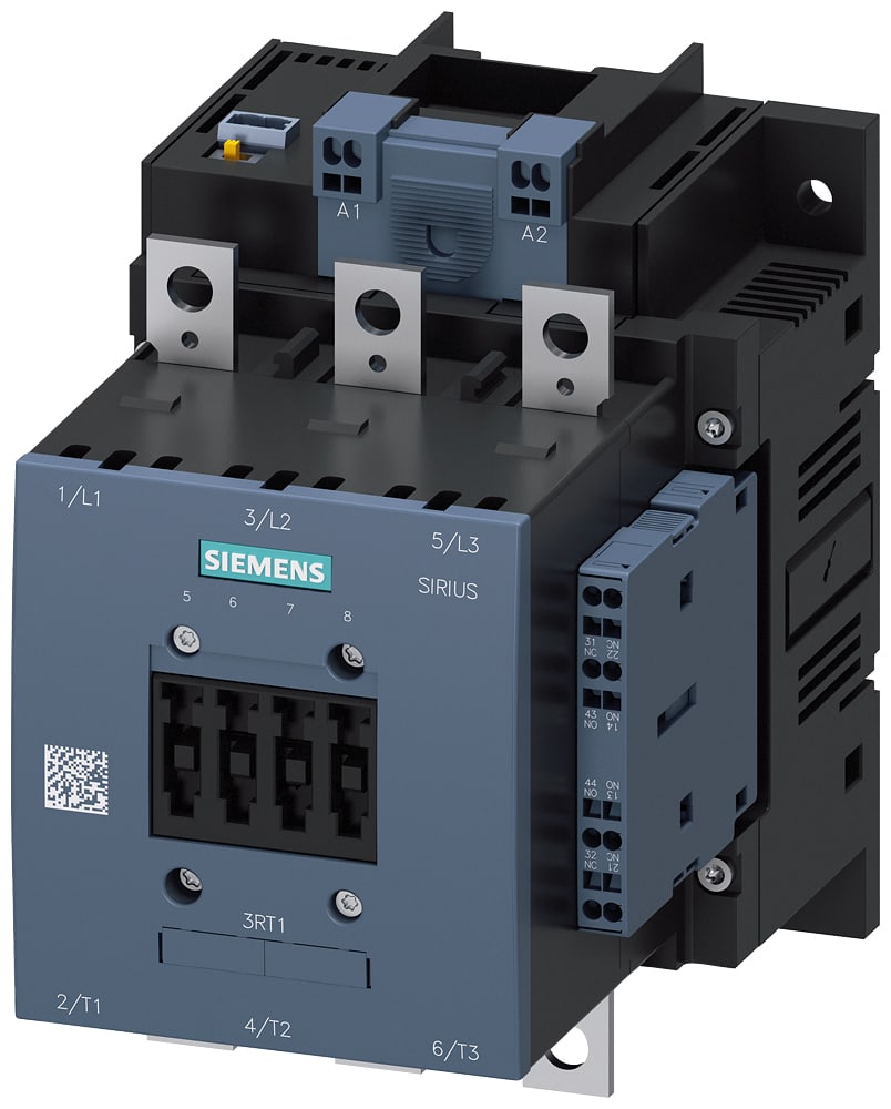 SIEMENS - SIE3RT10552NP36 Contattore, AC-3e, 150 A/75 kW/400 V, a 3 poli, AC/DC 200 ... 277 V, ingresso PLC opzionale, 2NO+2NC, sbarra di collegamento/morsetti a molla