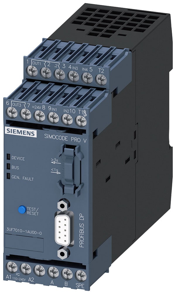 SIEMENS - SIE3UF70101AU000 Apparecchio base 2, SIMOCODE pro V, interfaccia PROFIBUS DP, 12 Mbit/s, RS 485, 4I/3O