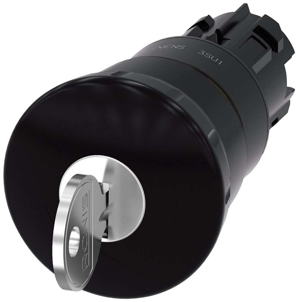 SIEMENS - SIE3SU10001HG100AA0 Pulsante a fungo, 22 mm, rotondo, in plastica, nero, 40 mm, RONIS Nr.455, permanente