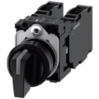 SIEMENS - SIE3SU11002BL101NA0 Selettore, illuminabile, 22 mm, rotondo, in plastica, nero, 1NO, 1NO