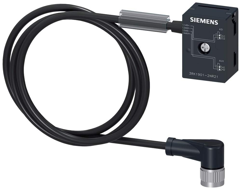 SIEMENS - SIE3RK19012NR21 Derivatore M12 AS-Interface U_AS-i e Uaux, 1 m, cavo con connettore femmina M12 IP67/68/69K, max. 4 A