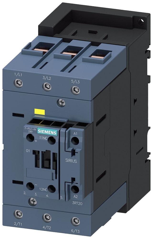 SIEMENS - SIE3RT20471SF30 Contattore, AC-3e, 110A/400V, a 3 poli, AC/DC 83...150V, F-PLC-IN, 1NC, morsetti a vite