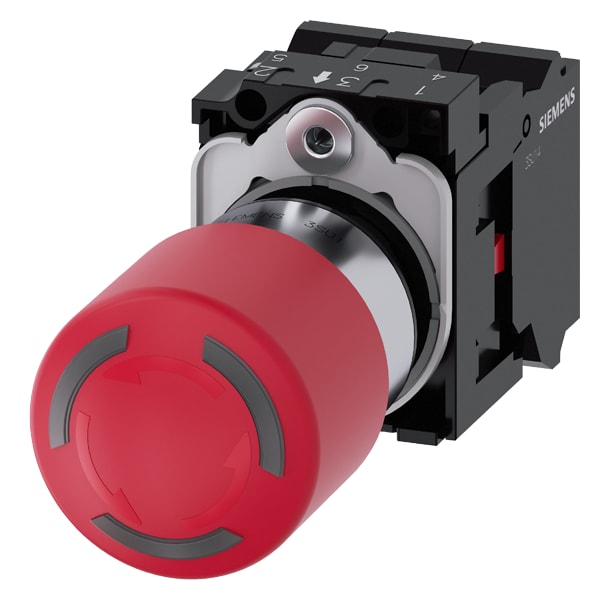 SIEMENS SIE3SU11521GB203PW0 EMERG. STOP MUSHROOM PUSHB., 30MM, RED